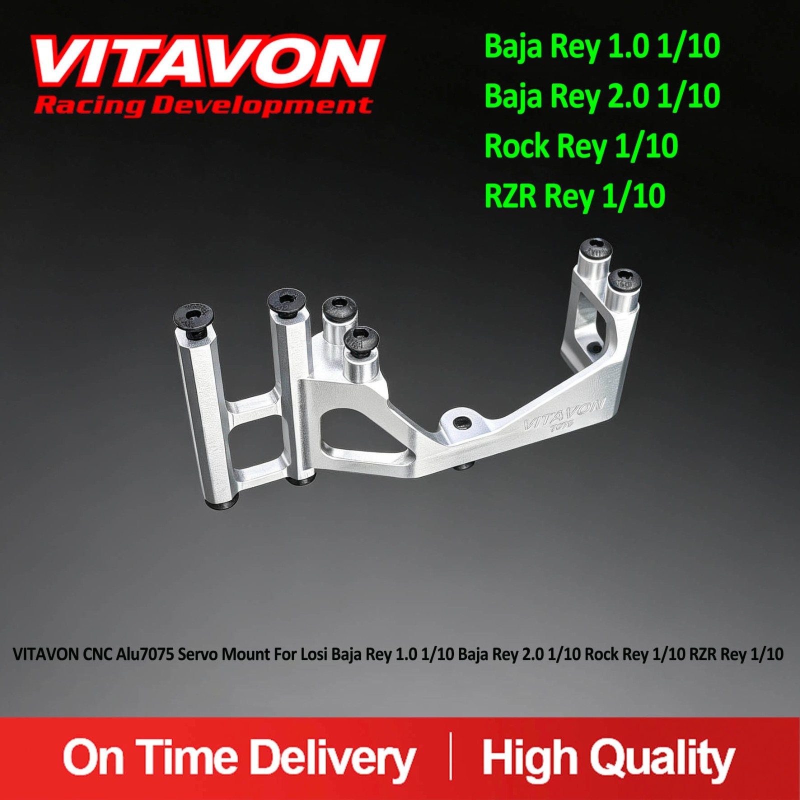 Vitavon CNC Alu7075 Servo Mount Losi Baja Rey 1.0 2.0 1/10  Rock Rey, RZR 1/10