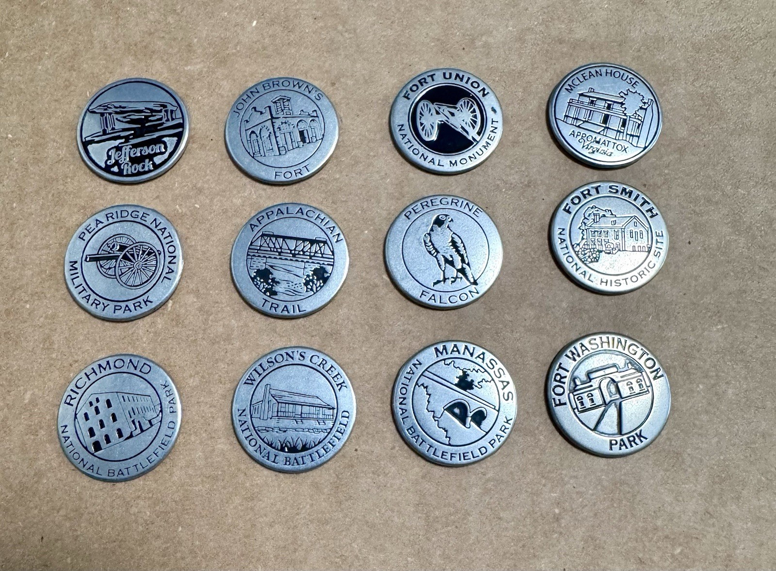 NPS Collectible Tokens: Lot of 12 Forts Battlefields Military Park