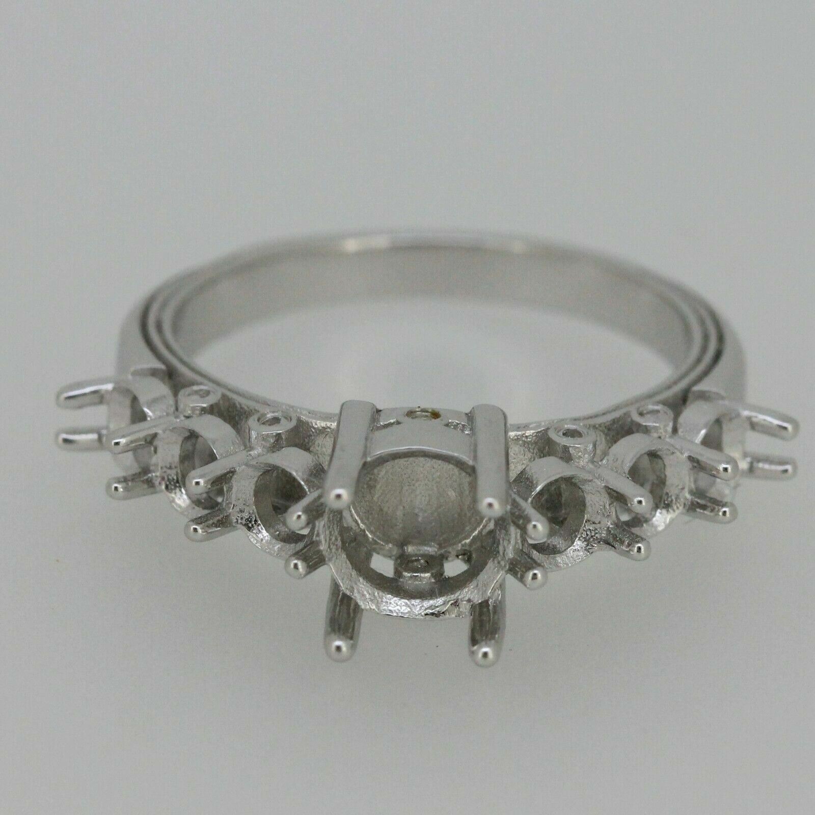 Sterling silver Semi Mount Ring Setting Round RD 7x7mm & RD 4x4mm