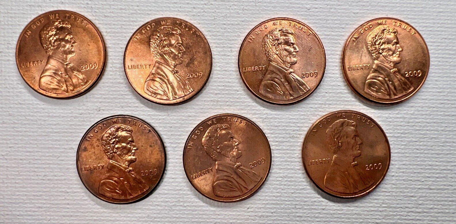 2009 Lincoln Bicentennial Lot of 7 US Coins 1 Cent Penny