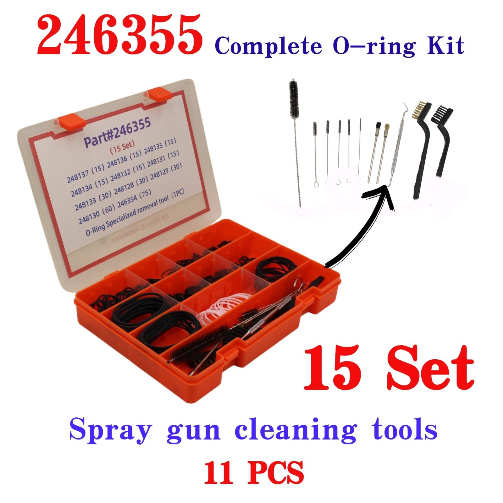 Aftermarket 15 sets 246355 Complete O-ring Kit for Fusio Air Purge AP Spray Gun