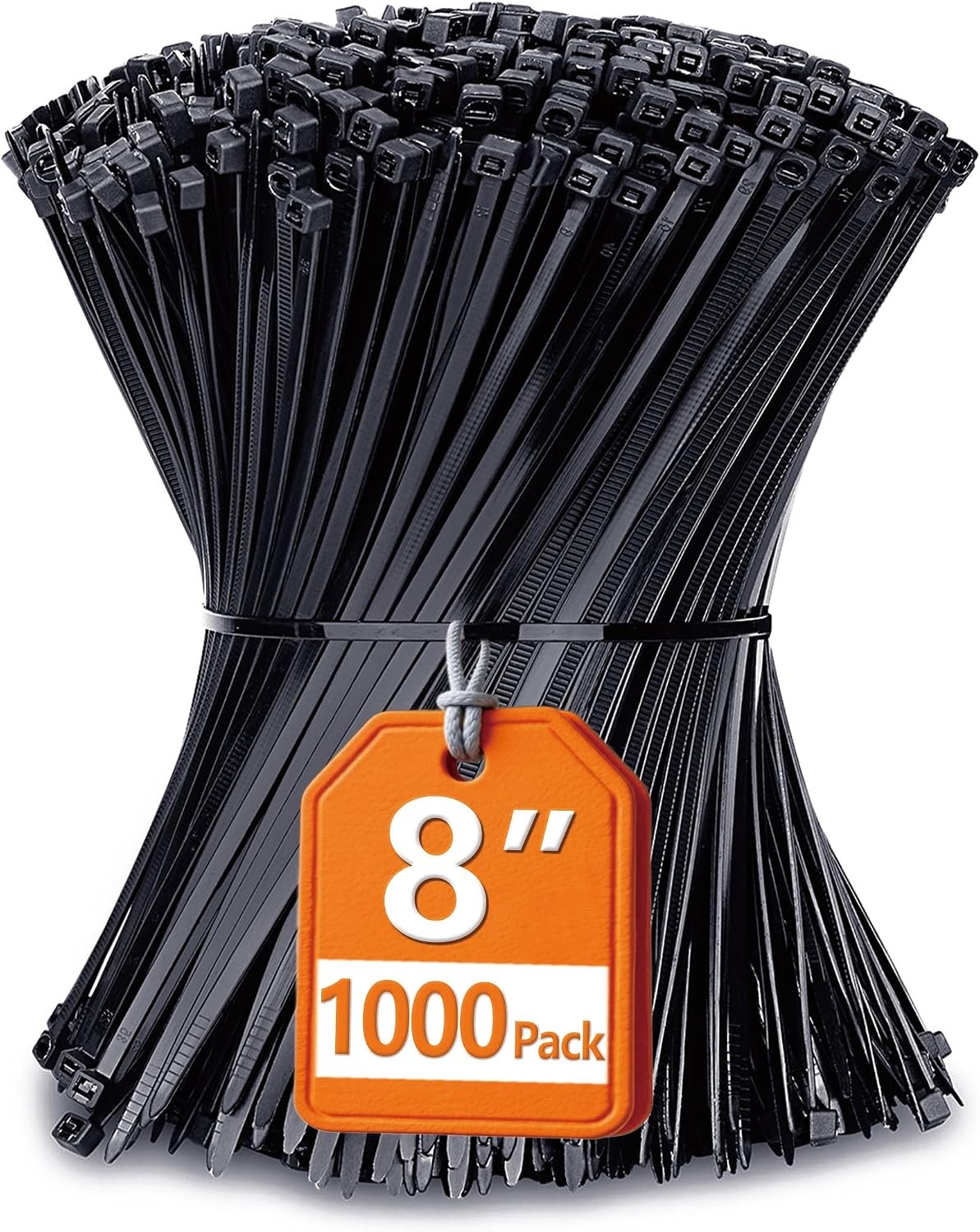 ANOSON 8 Inch Black Zip Ties 1000 Pack 40lb Strength