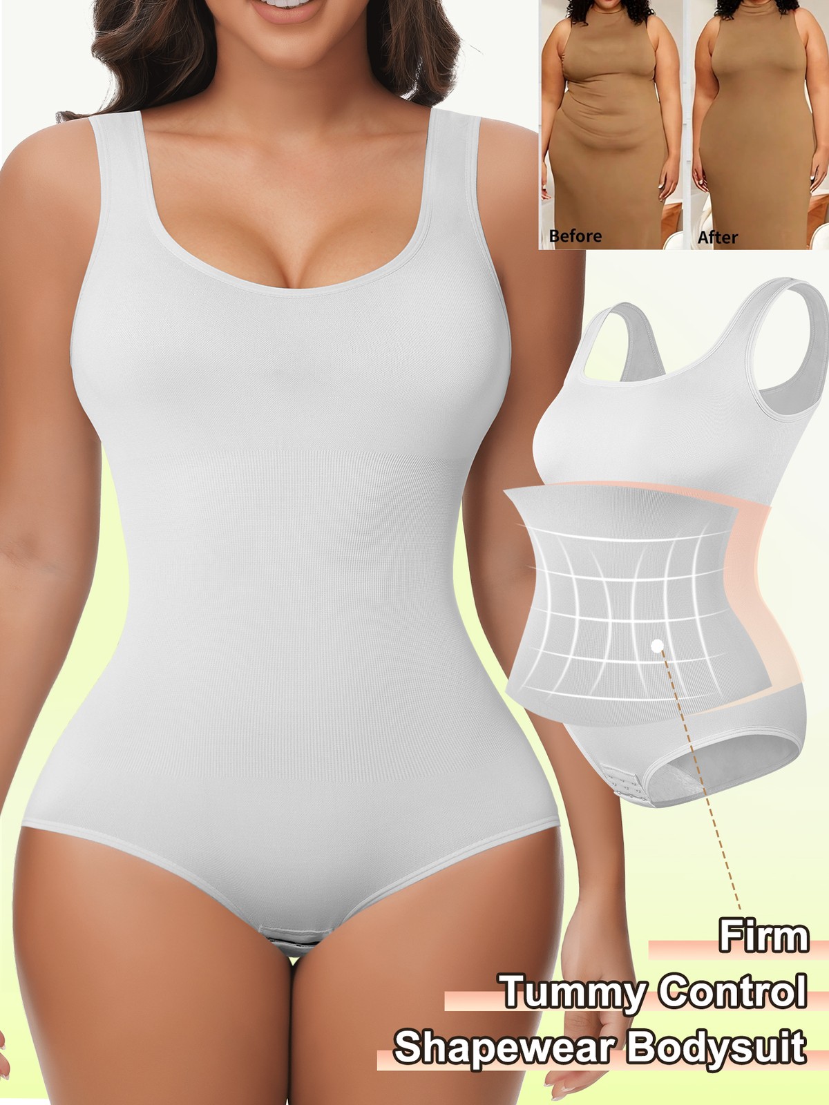 Women Tummy Control Compression Bodysuit Slimming Shapewear Tank Top Body Shaper