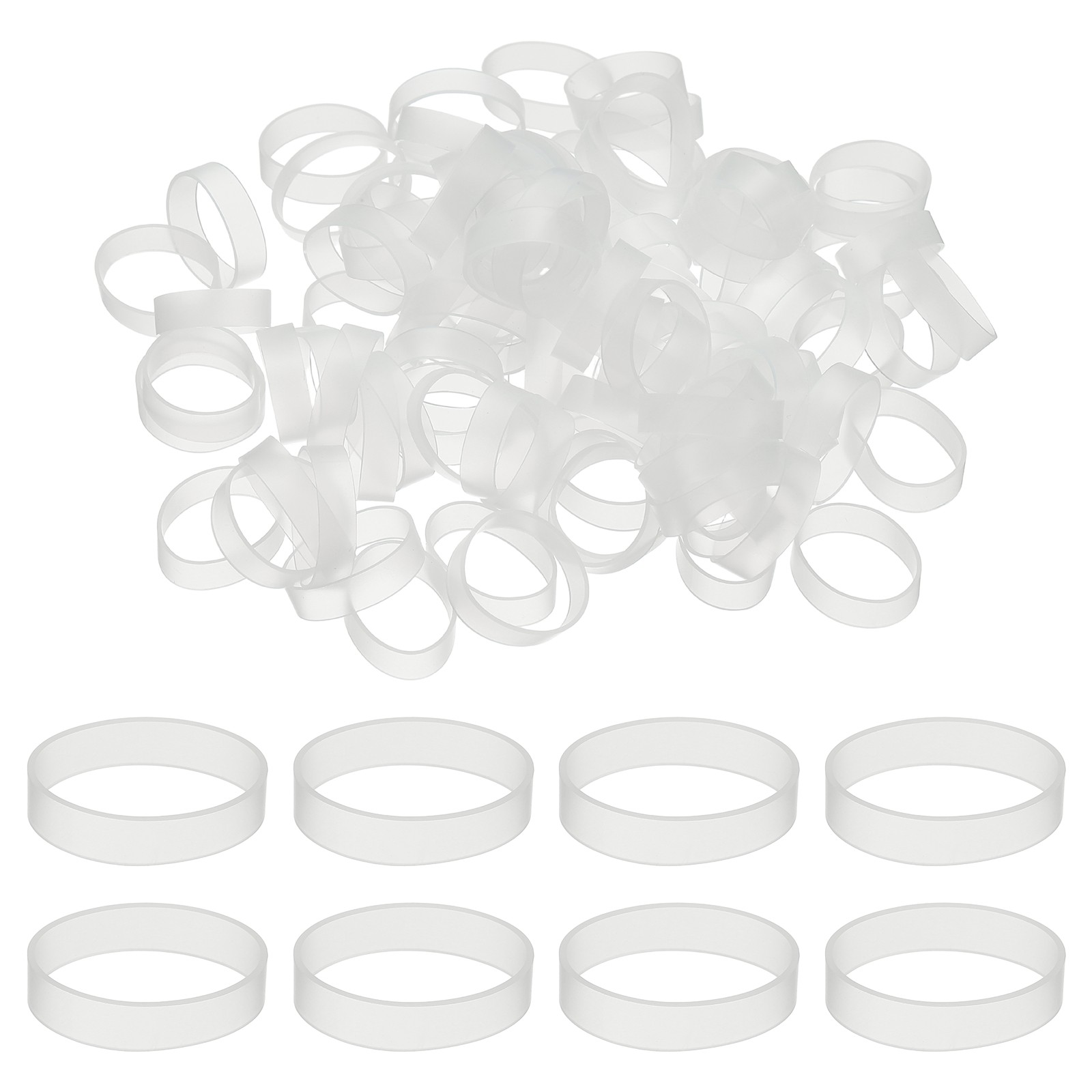 200Pcs Silicone Cable Ties, 17mm Silicone Rubber Bands, Transparent(27x5x0.6mm)