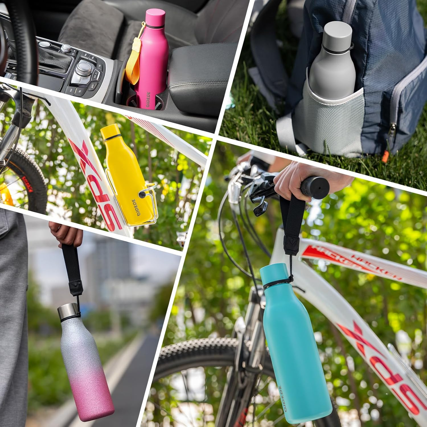 Insulated Water Bottles, 18 Oz Stainless Steel Metal Water Bottle with Strap, BP