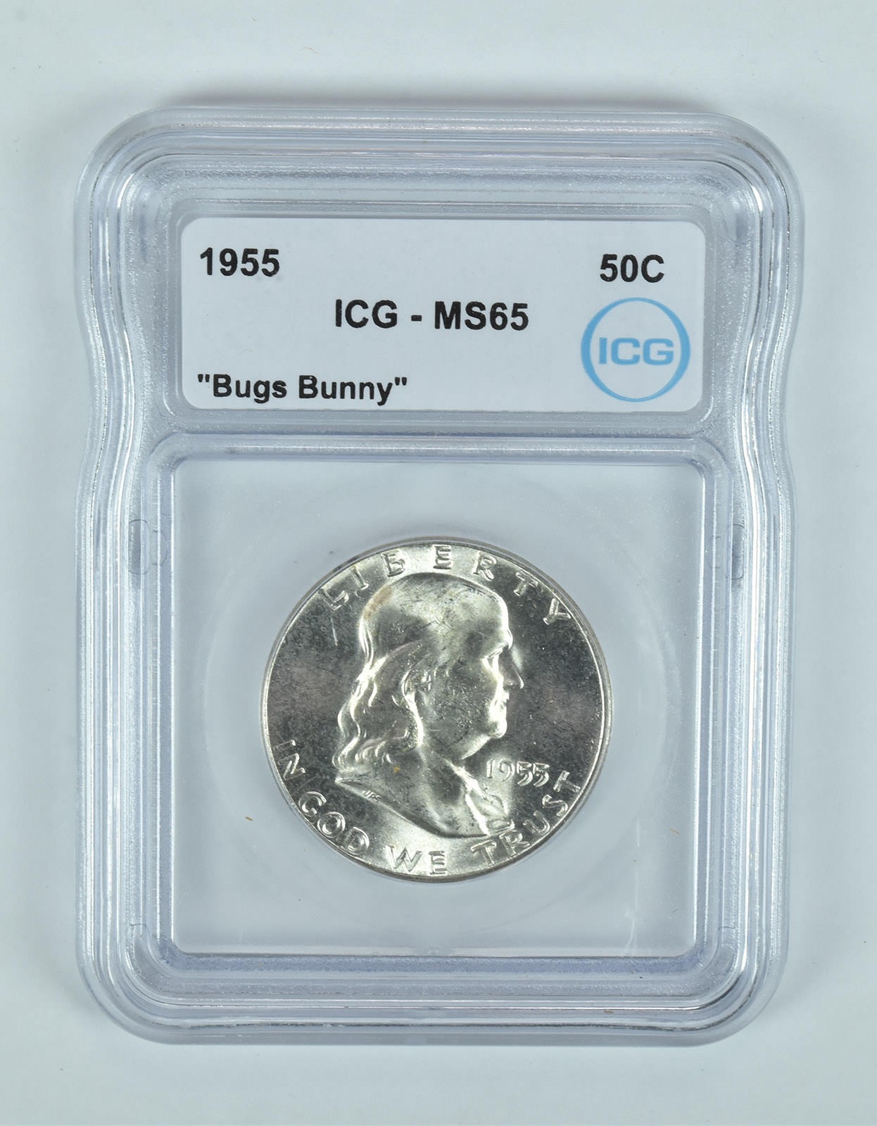 1955 Franklin Half Dollar Bugs Bunny MS65 ICG