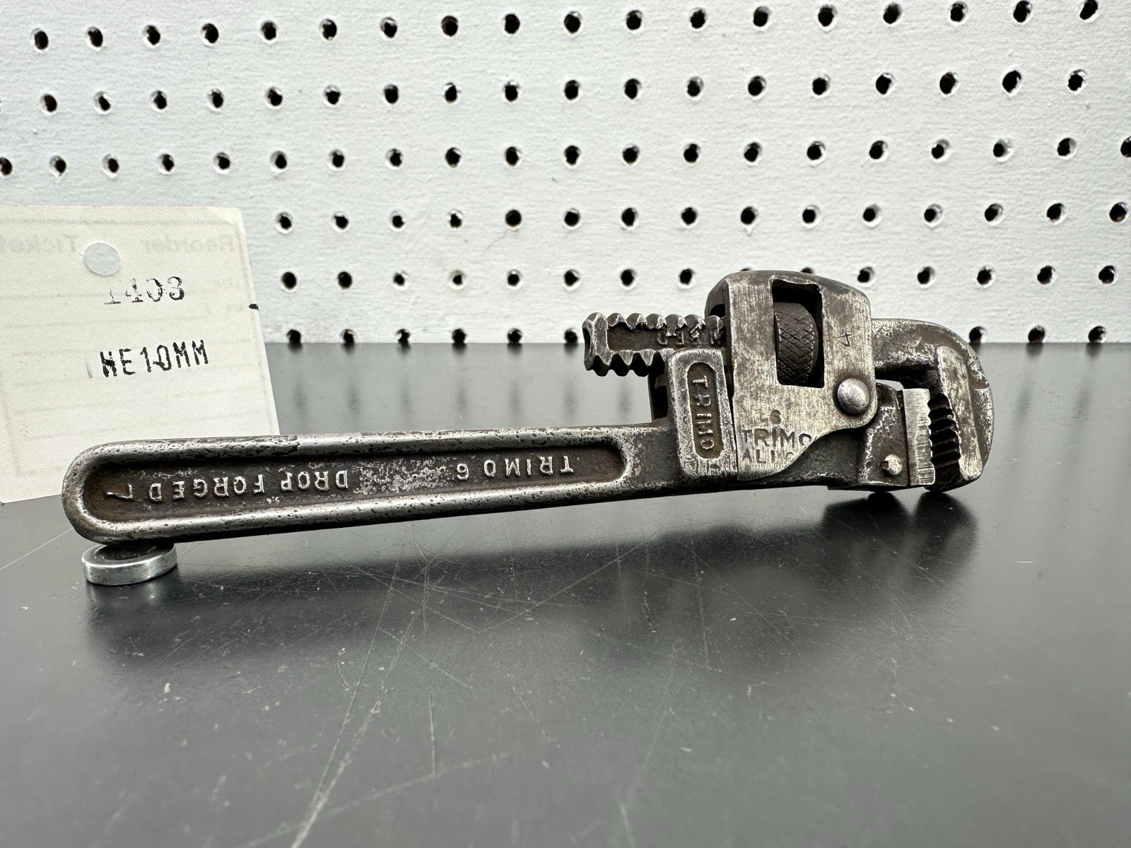 Used Vtg 6 TRIMO Adjustable Pipe Wrench Trimont Mfg Co Roxbury Mass USA PATENTED