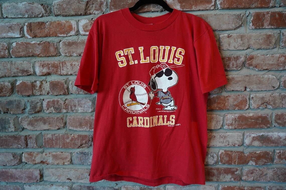 1988 St. Louis Cardinals Baseball MLB Red T-Shirt Snoopy  AN69027