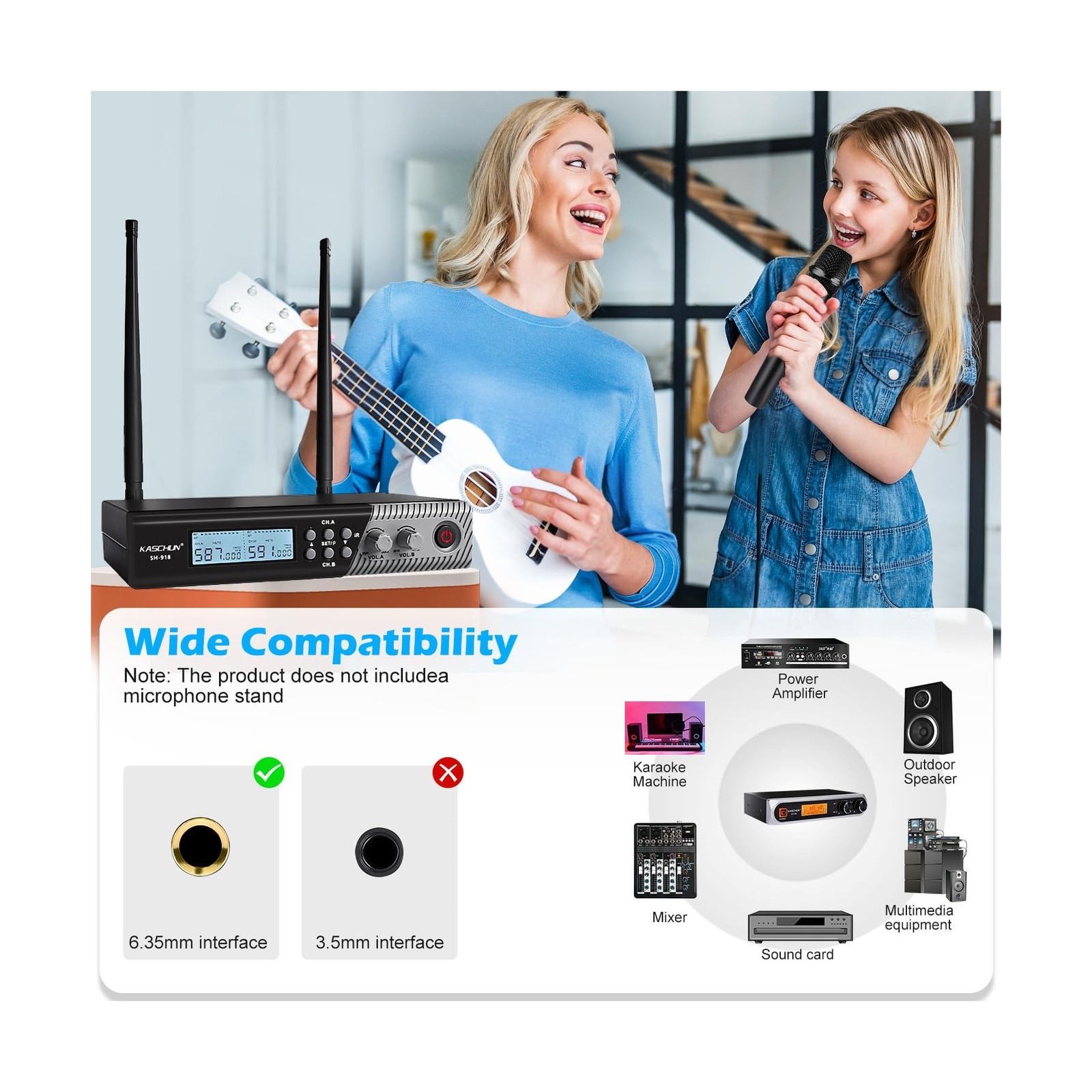 Wireless Microphone System，Cordless Handheld Microfono Inalambrico，