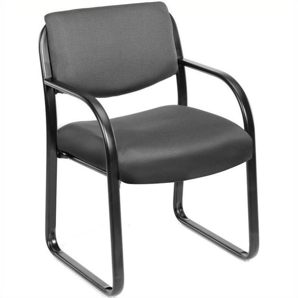 Boss Office Products Fabric Sled Base Guest Chair with Arms in Gray