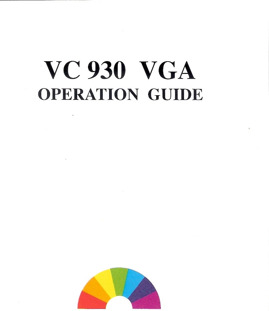 VC 930 VGA Graphic Card/Adapter Operation Guide Manual