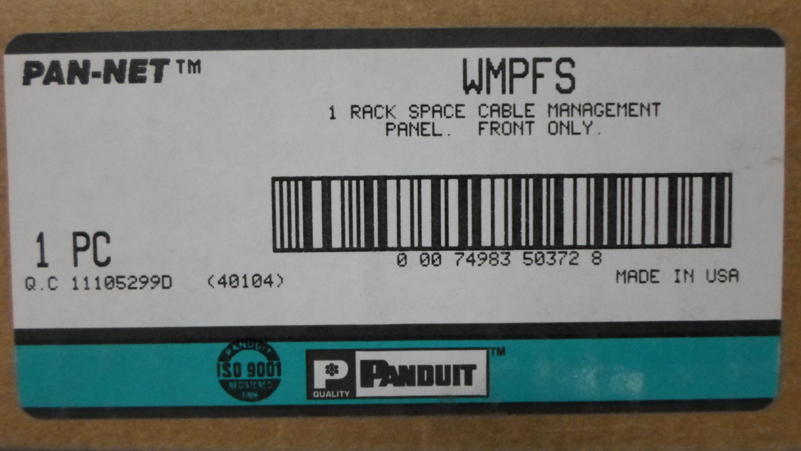 Panduit Pan-Net WMPFS Rack Space Cable Management Panel FRONT ONLY NEW OPEN BOX