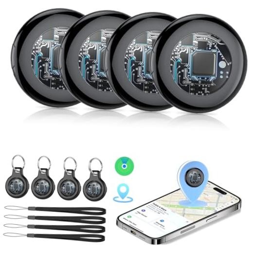 2026 New [Apple MFi Certified] Air Tracker Tags-(iOS 4 Pack Deep Black (4 Pack)