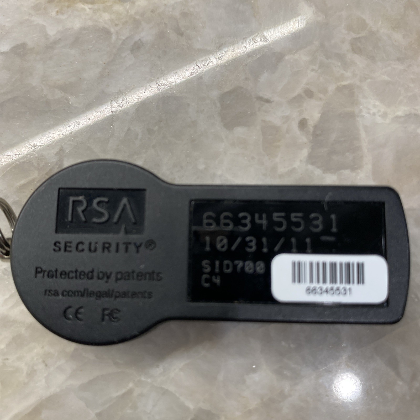 RSA SecurID Security Token KeyFob Expired 10/31/11