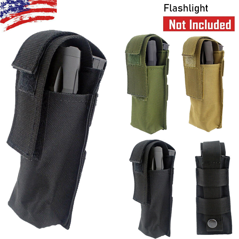 Tactical Molle Flashlight Holder Belt Holster Flashlight Pouch Torch Carry Case