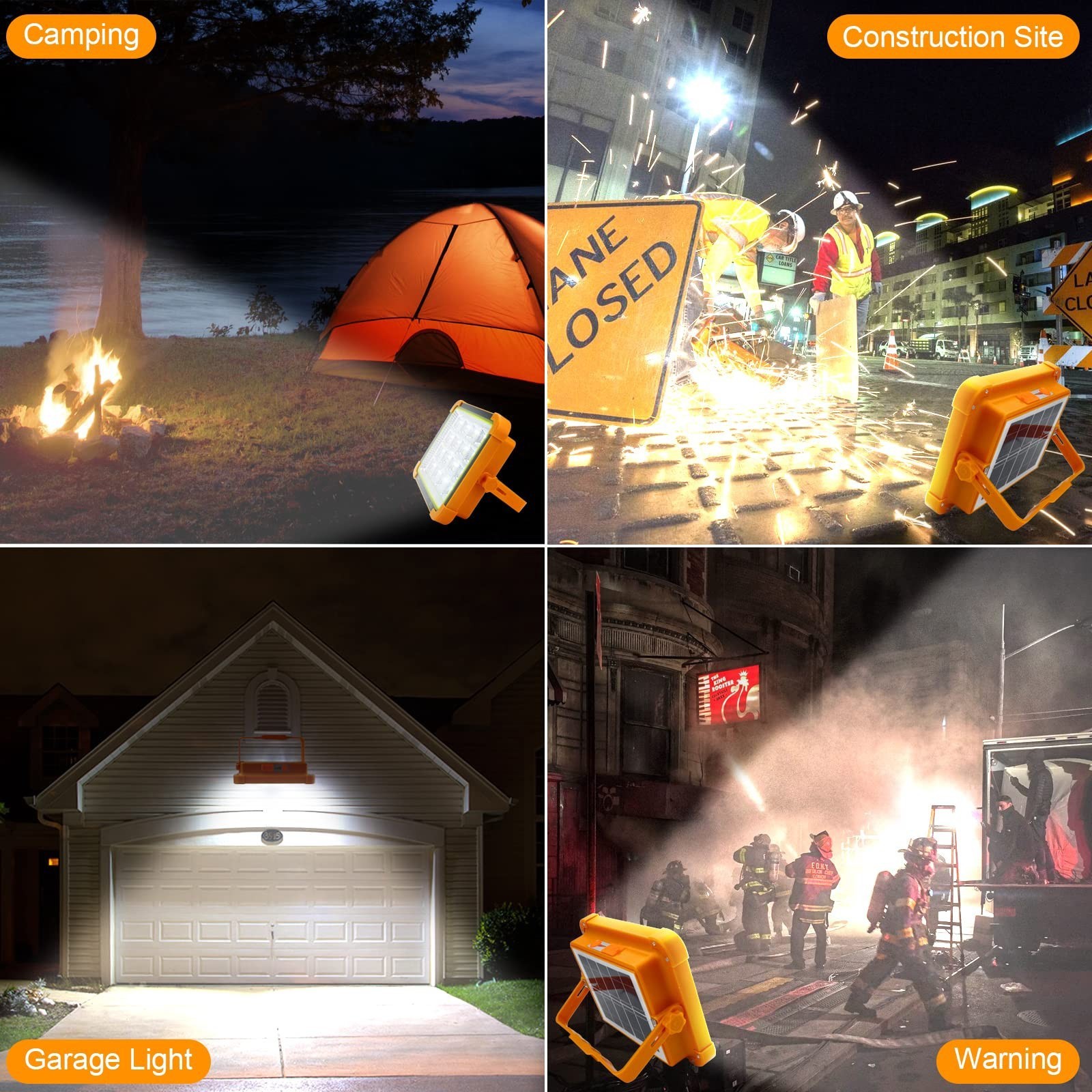650W Solar Rechargeable Work Light–100LM Portable LED Flood Light with Stand US