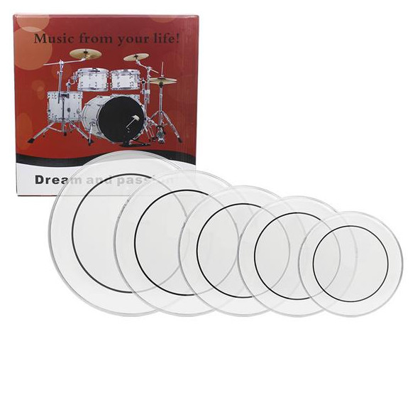 5pcs Clear Drum Head Set 12/13/14/16/22 inch Standard Drumhead Pack Replacement