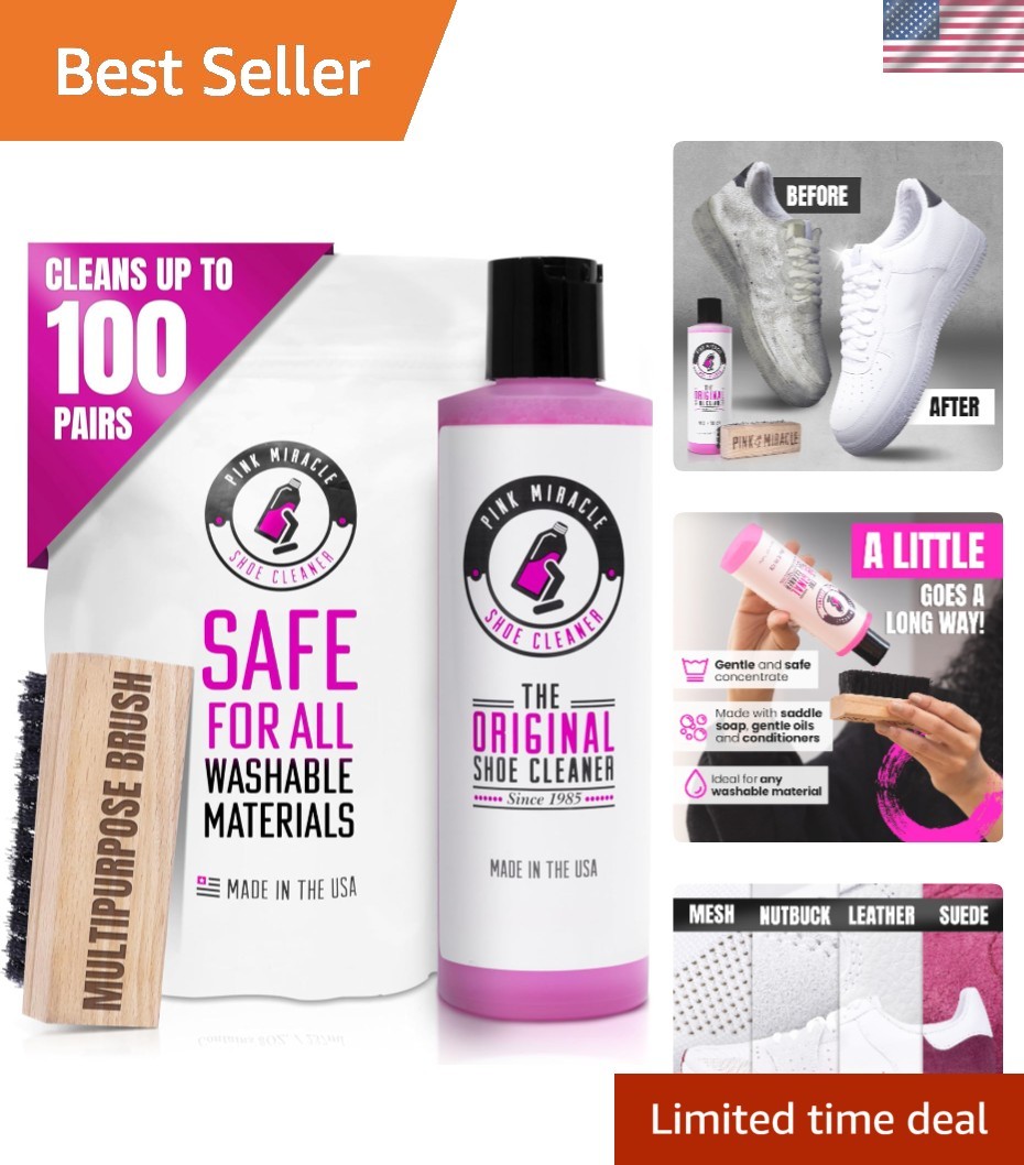 Shoe Cleaner Kit with Bottle and Brush For Fabric Cleaner For Leather, Whites...