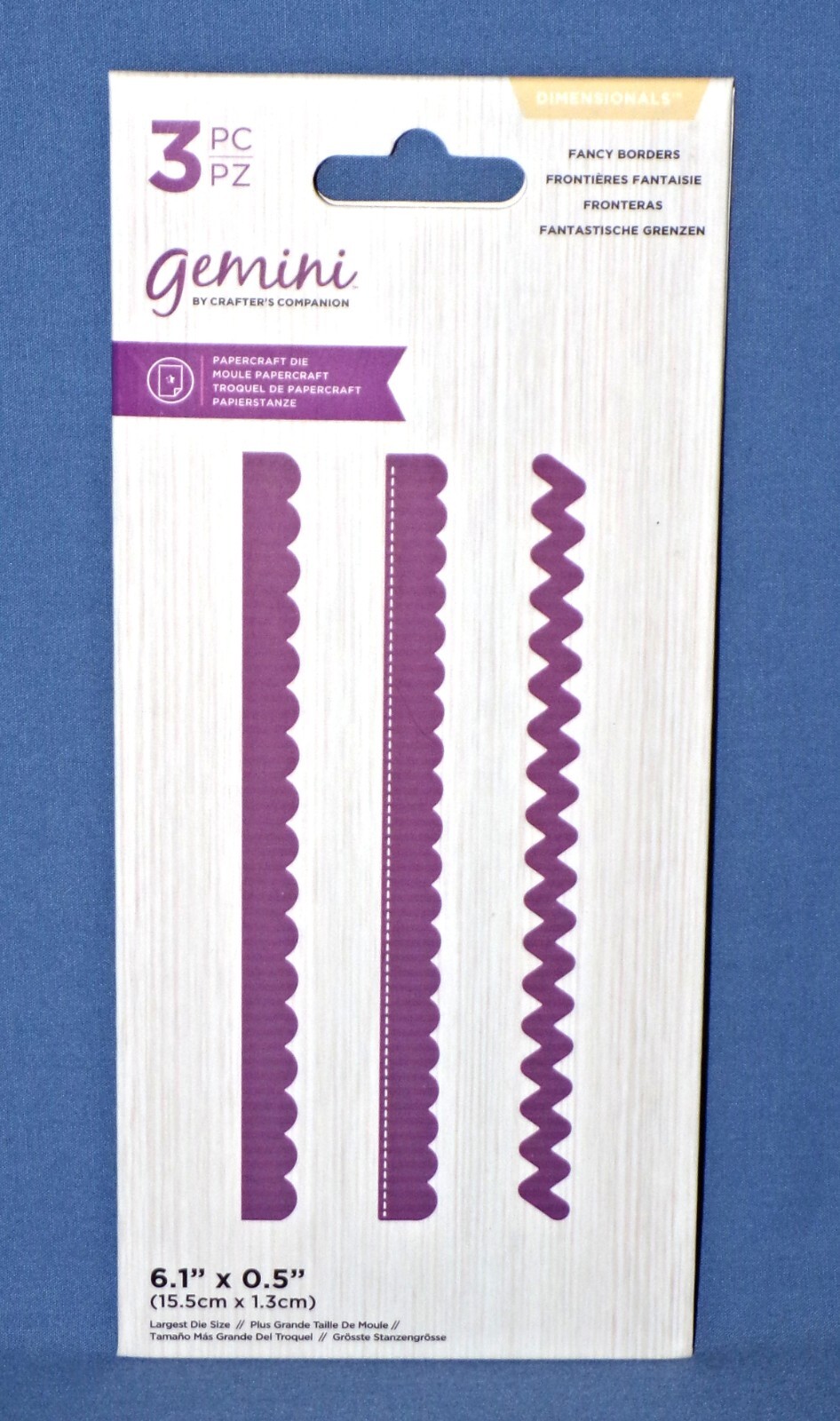 Crafters Companion Fancy Borders Dimensionals 3pc Size 6" x 1/2" New Free Ship