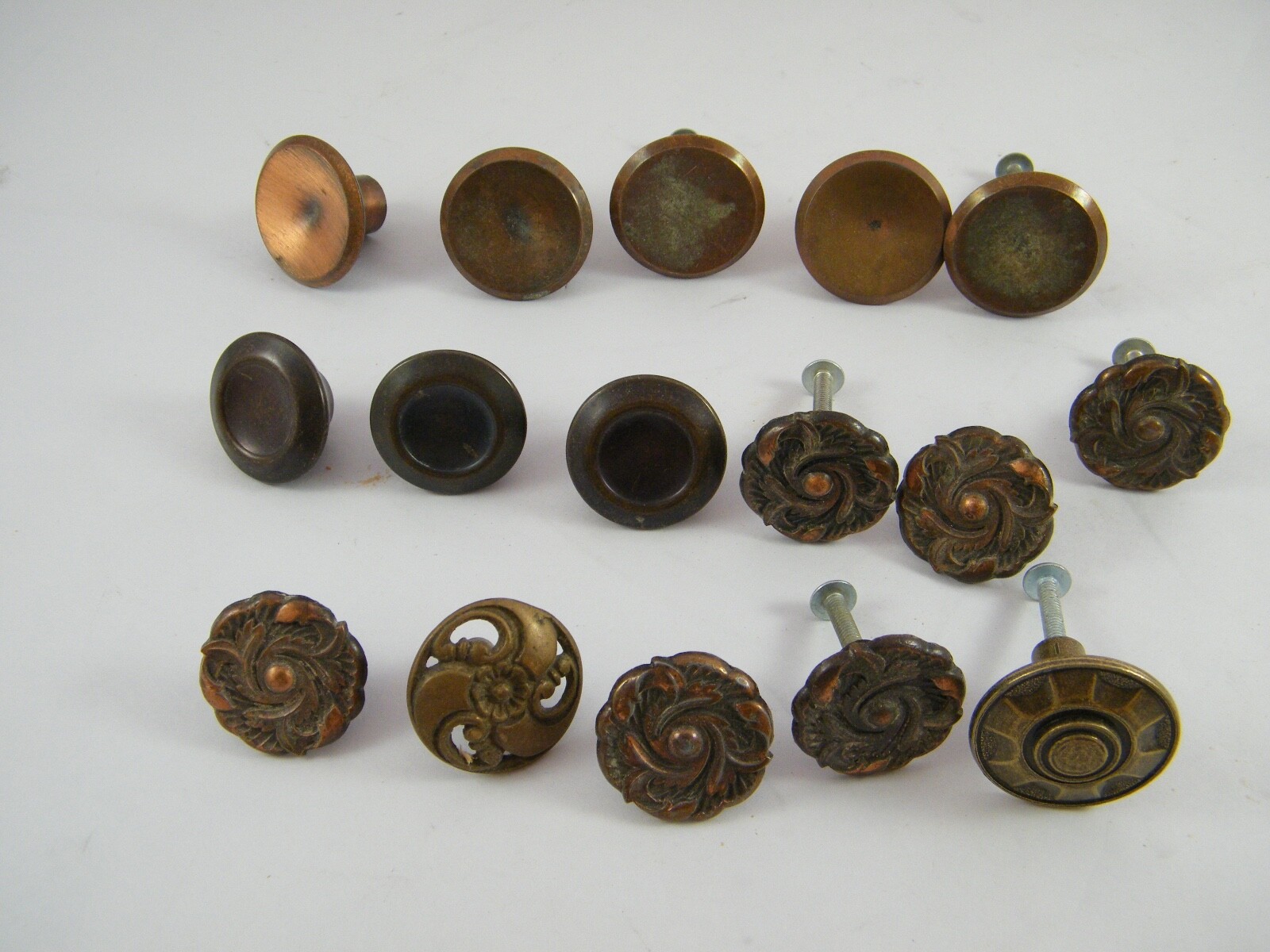 16 VINTAGE BRASS? DRAWER PULLS / CABINET KNOBS