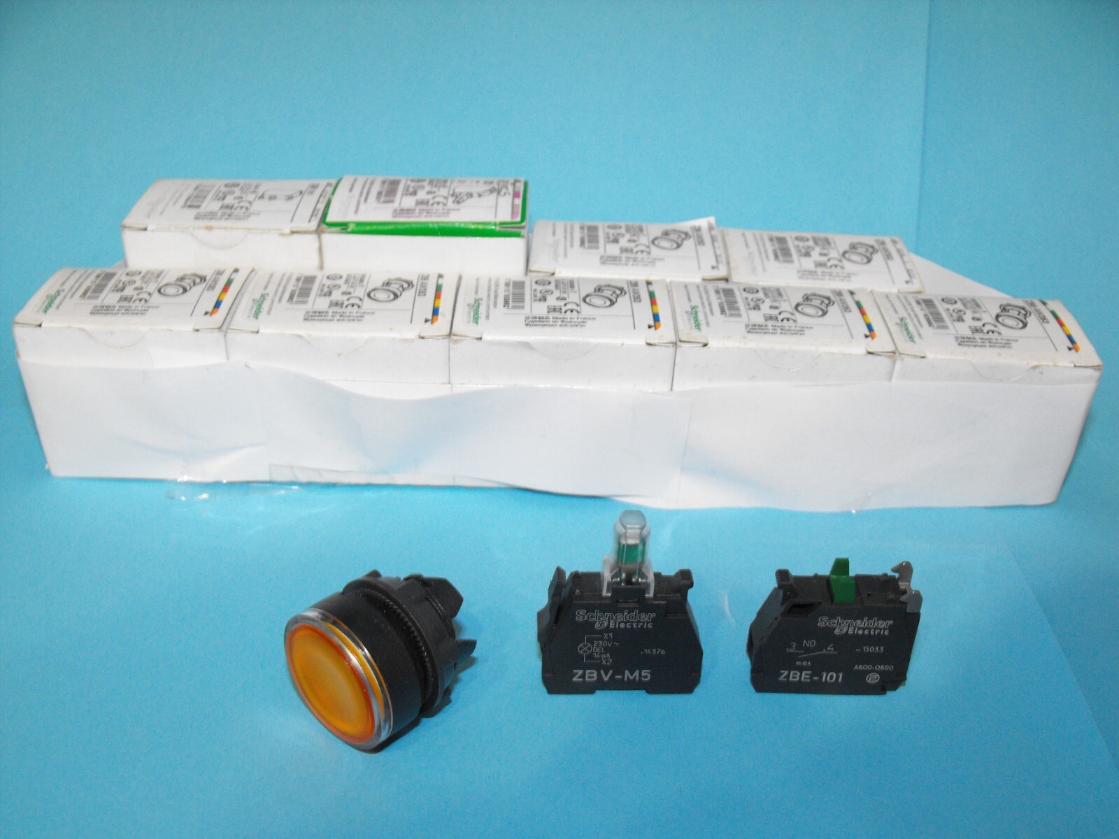 Schneider Electric.TELEMECANIQUE.ZB5AW353+ZBV-M5+ZBE101.Push Button.(LOT7PCS)NEW