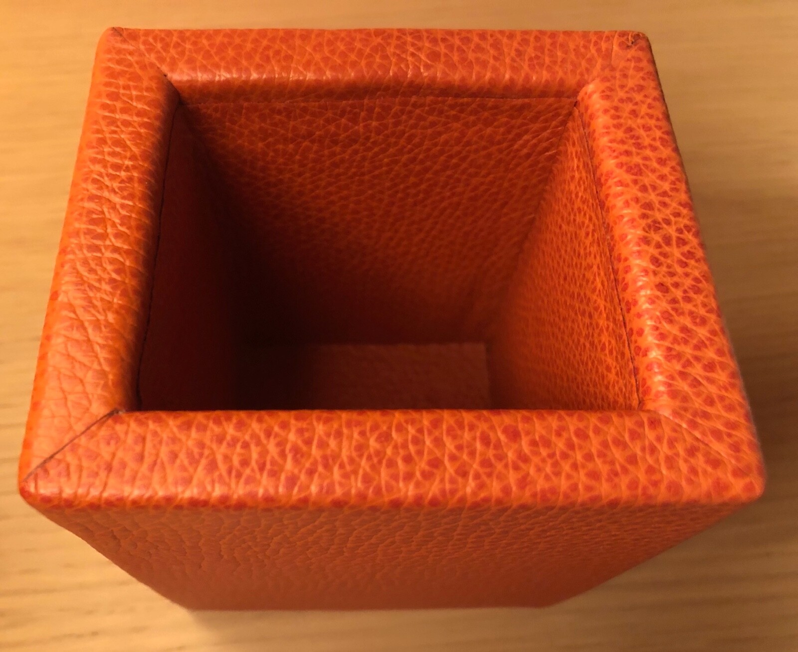 GARRETT LEATHER Pencil Holder Orange Leather Handcrafted New