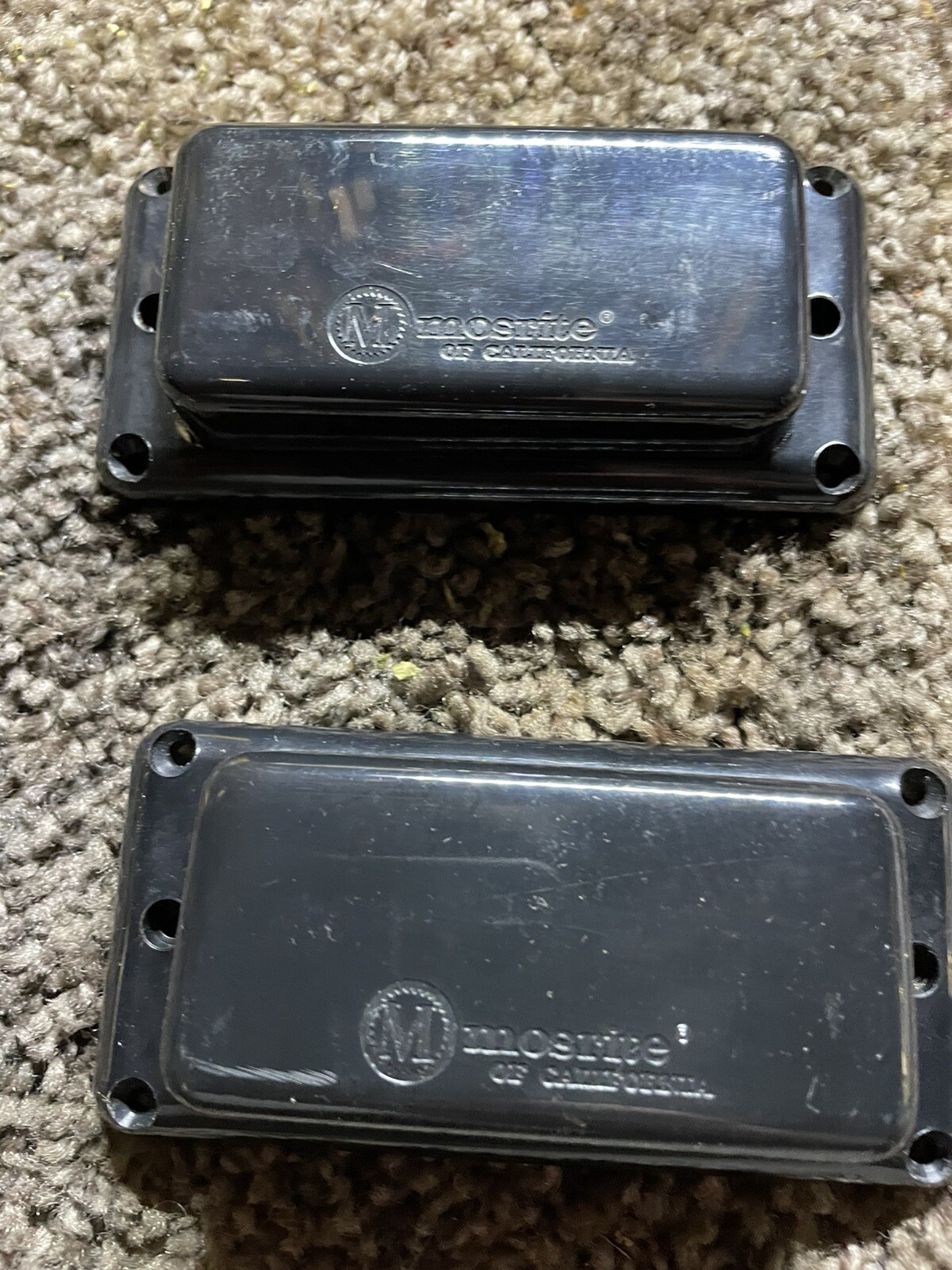 NOS 60s Mosrite Guitar PICKUP COVER & SURROUND Pair Uncut For Pole Pieces