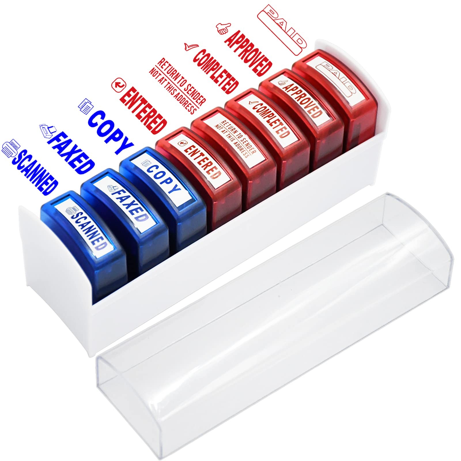 Bertiveny Self Inking Office Stamp Set for Approved Paid Completed Copy Faxed...