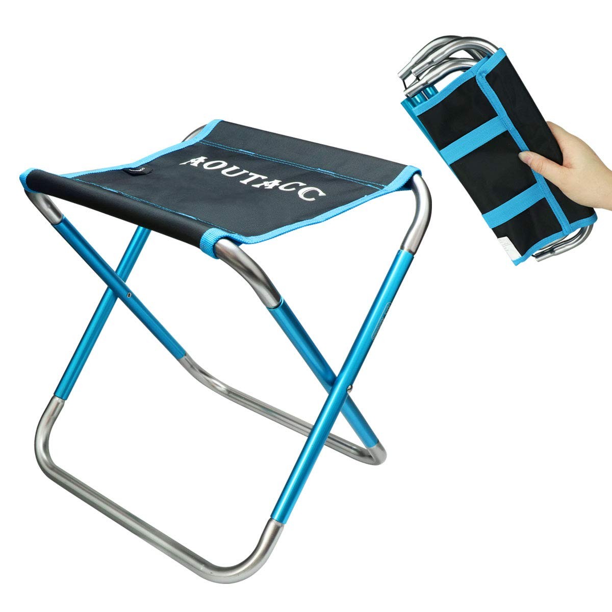 AOUTACC Folding Stool with Carry Bag, Aluminum Alloy Bracket Lightweight Port...