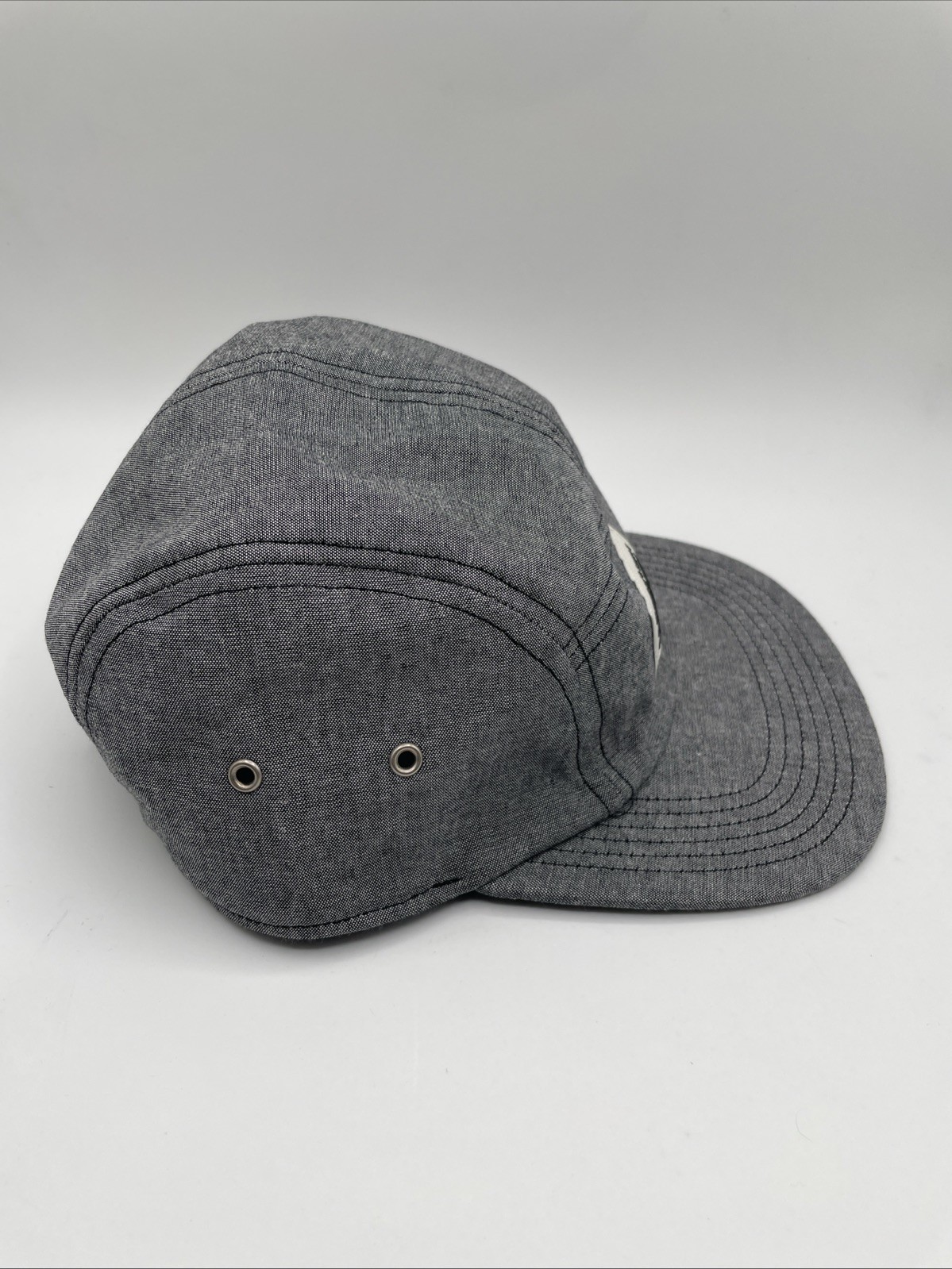 On 5 Panel Cap One Size Unisex Gray 100% Cotton Canvas Solid Logo Activewear New