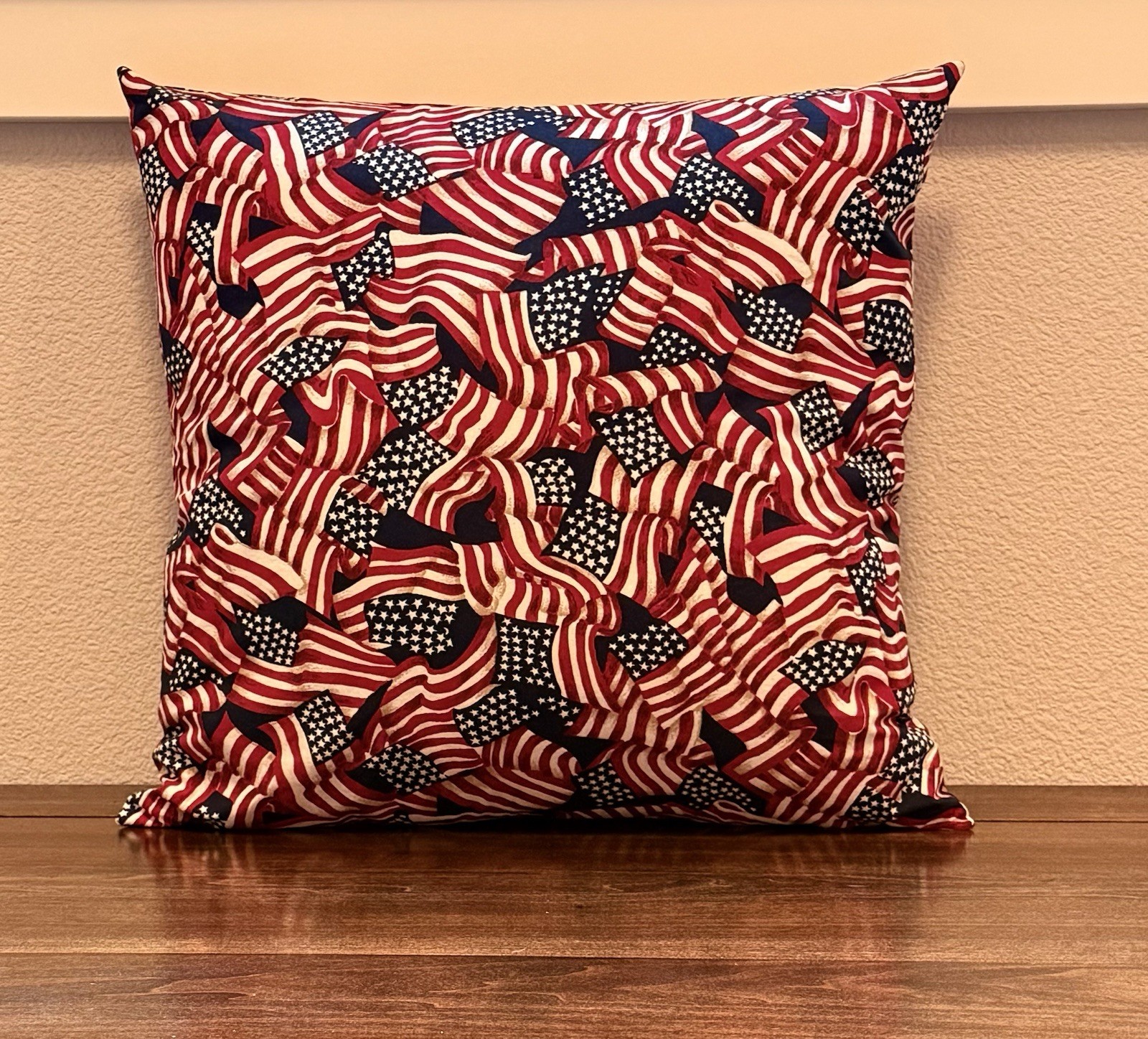 Patriotic July 4th American Flag 18" x 18" Throw Pillow Cover With Zipper
