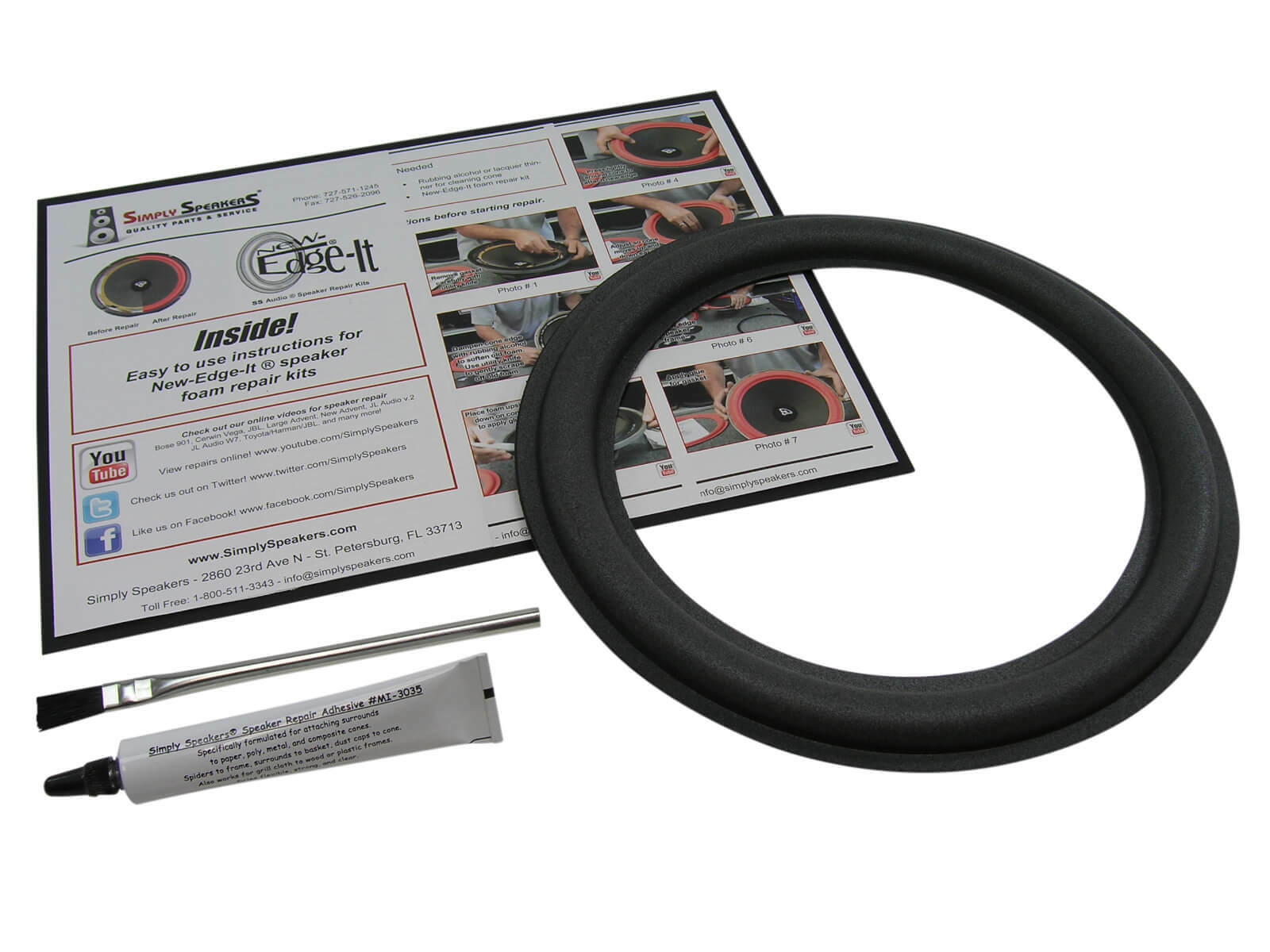 10" Foam Speaker Repair Kit OD: 9.625",Cone: 7.625", FSK-10JL-1 (SINGLE)