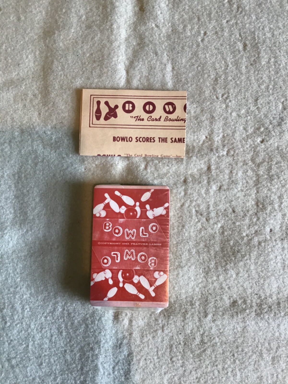 NOS 1944 BOWLO Card Game w/ instructions