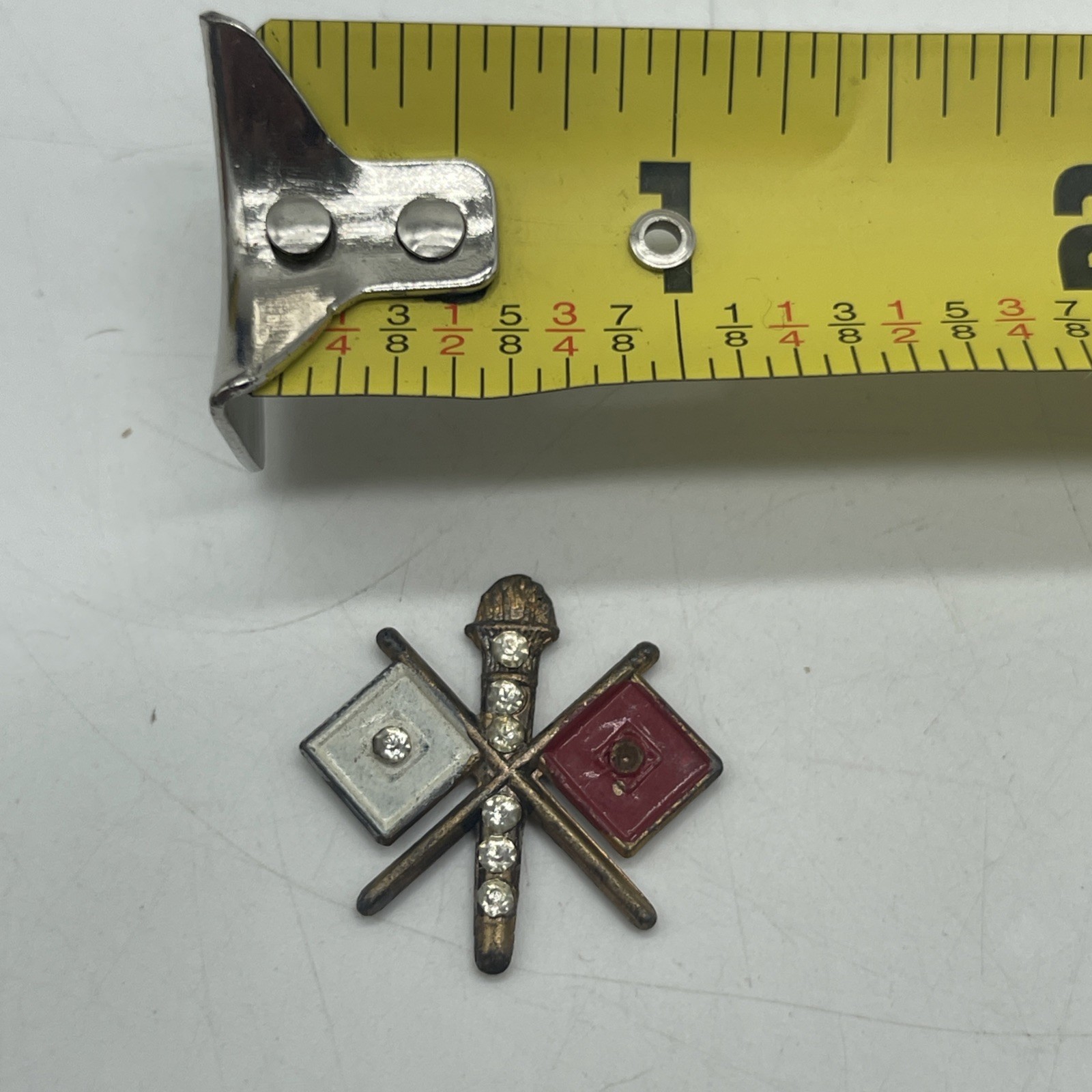 U.S. Military Homefront Sweetheart Signal Corps Rhinestone Painted Pin No Back