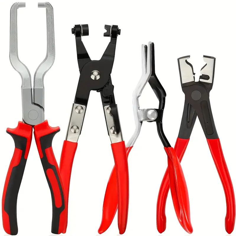 4Pcs Hose Clamp Pliers Remover Kit Water Pipe Fuel Spring Removal Tool Pipe Clip