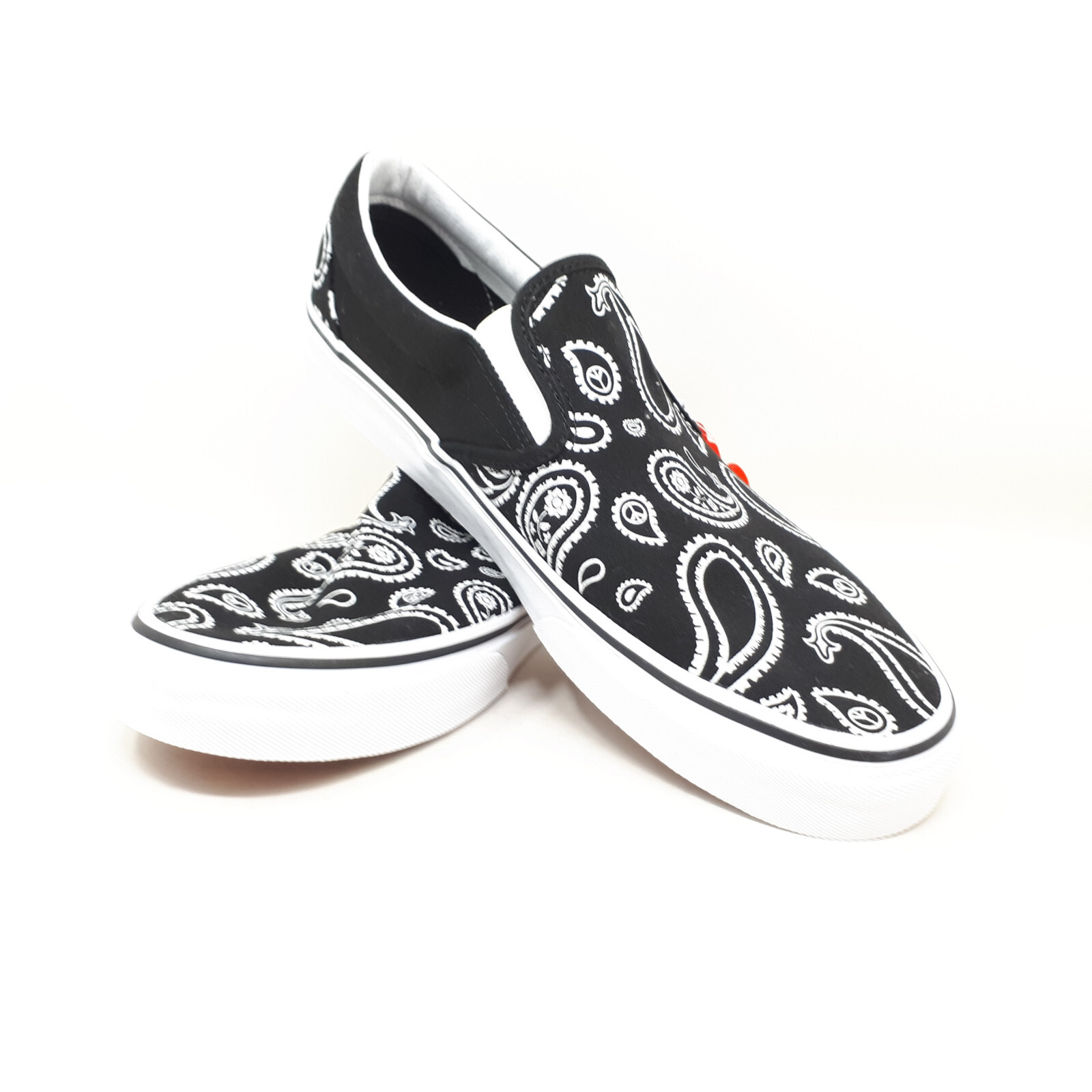 Vans Classic Slip On Peace Paisley Black Canvas Authentic Shoe Sneaker Mens 9 US