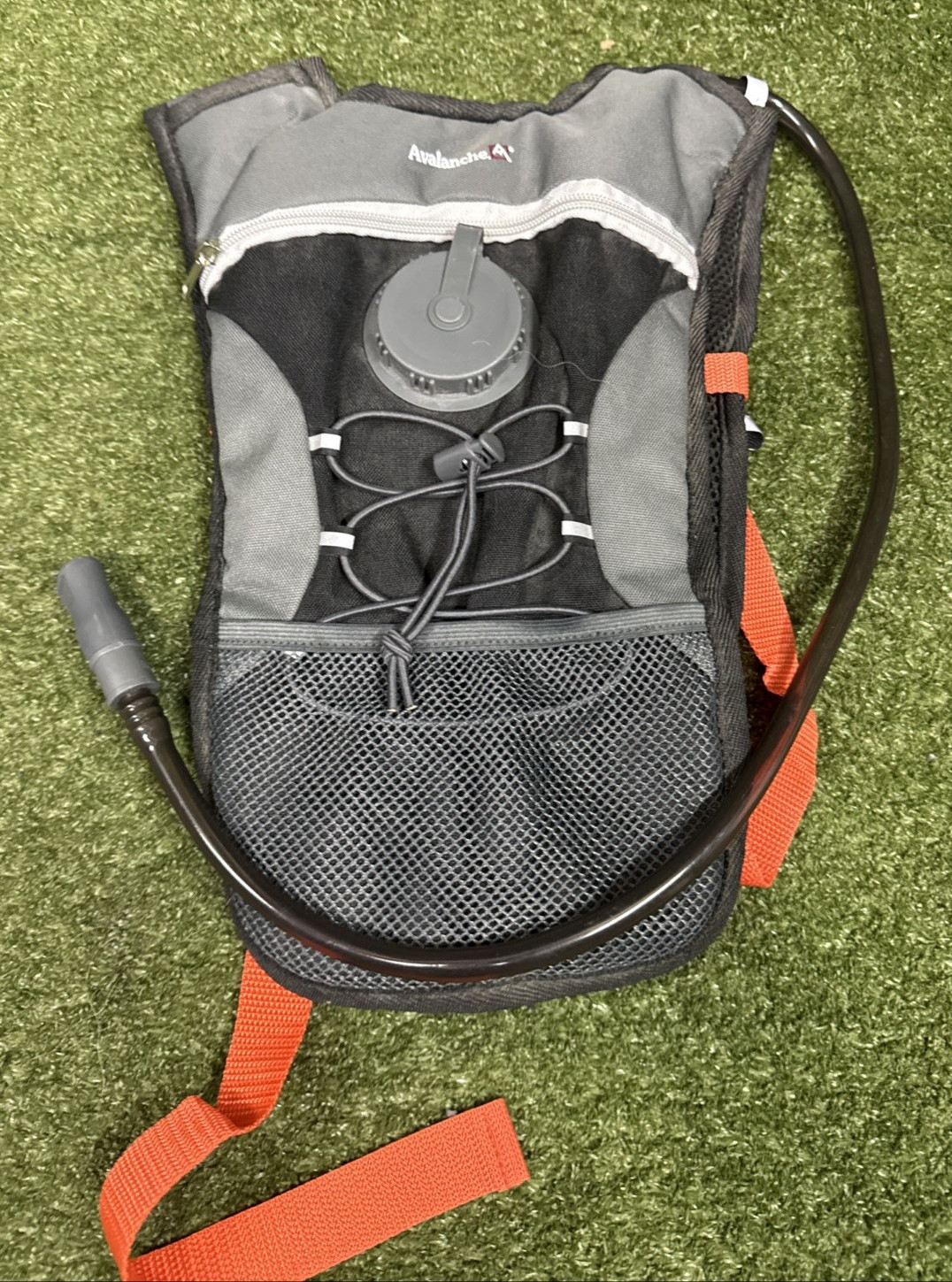 Avalanche Pioneer Hydration Bag Hiking Back Pack Orange Gray 34 Oz