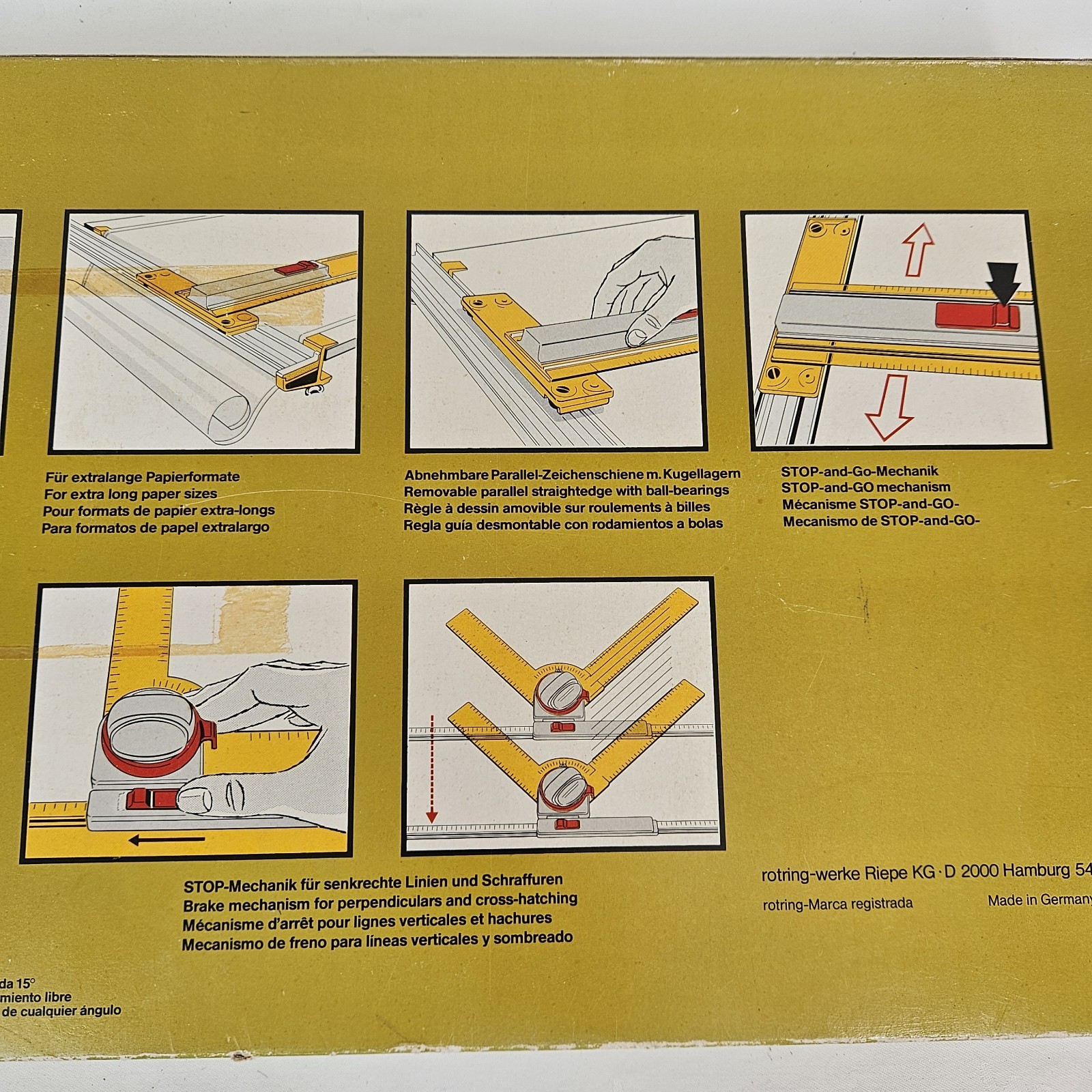 Rotring A2 Drafting Machine Art 522402 Drawing Board Parallel Rule Set Germany