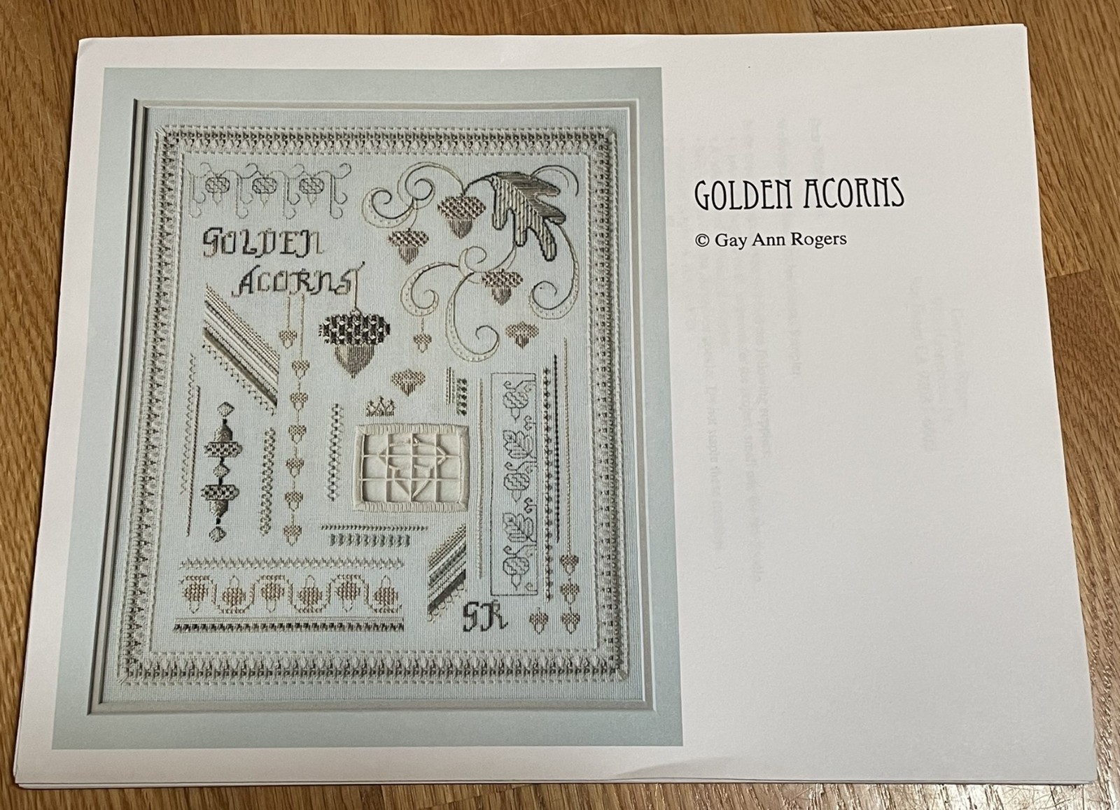 Gay Ann Rogers Golden Acorns needlepoint pattern only
