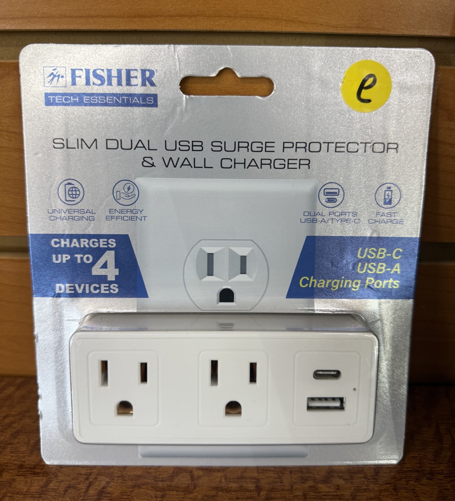 New Fisher 2-AC Outlet and 2-USB Port Slim Surge Protector Wall Tap, FWC476W
