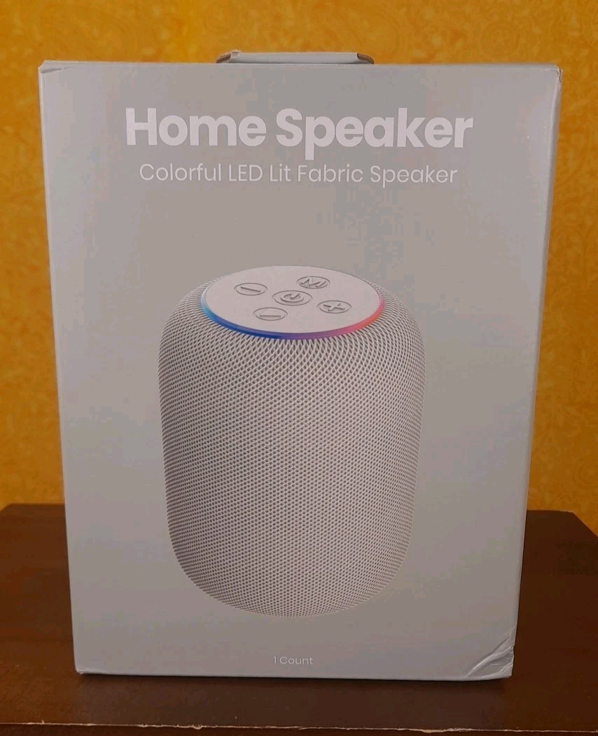 Gems Home Speaker Colorful LED Lit Fabric Wireless Portable Speaker Sealed White