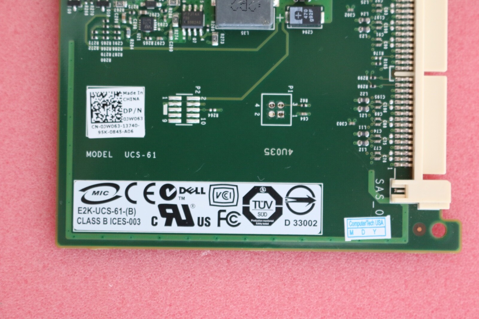 Dell PowerEdge Perc 6/IR SAS RAID Controller JW063 & cable PD147 UCS-61 (0845)