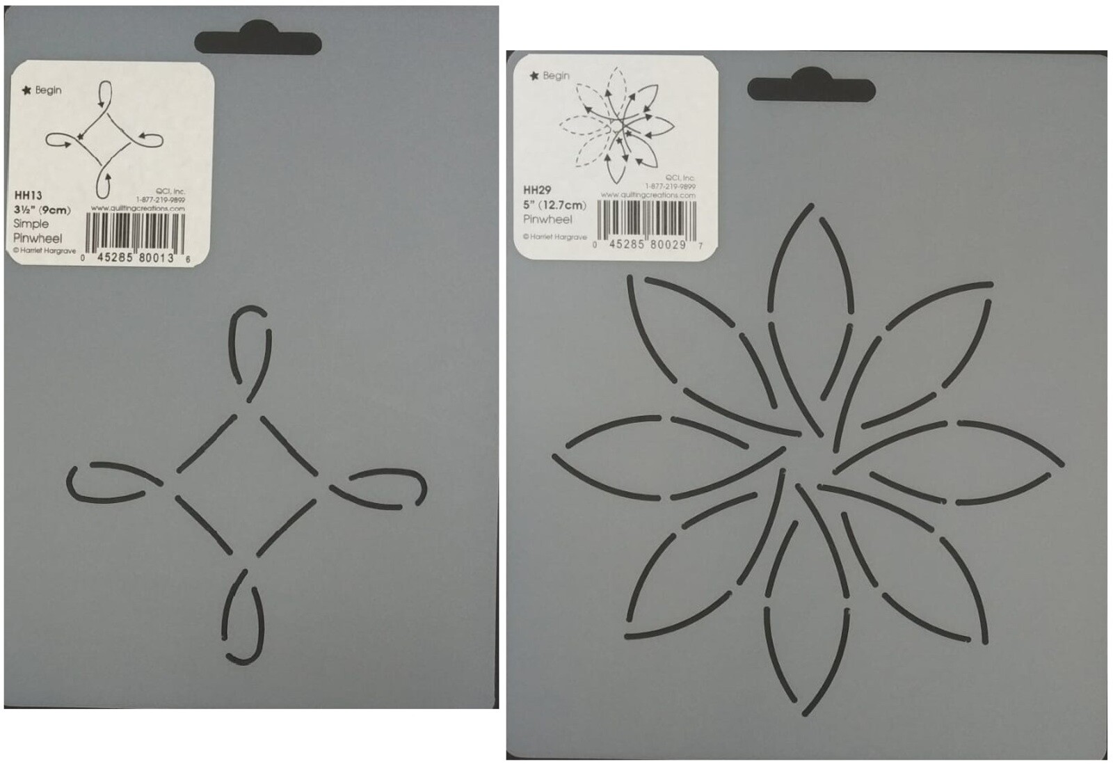 2 Quilting Stencils Pinwheel Petal Block Floral Quilt Pattern Quilters Templates