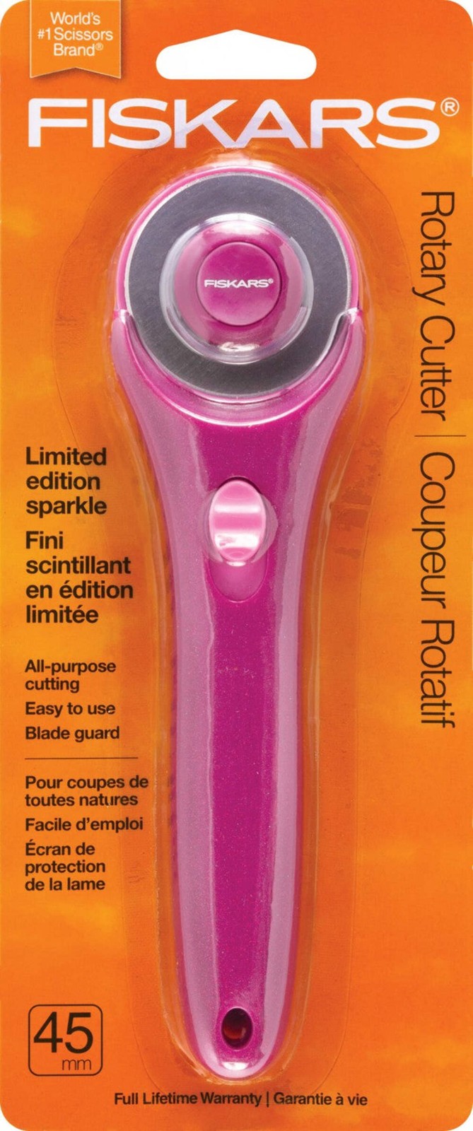 FISKARS 45mm Fashion Stick Rotary Cutter - Berry Sparkle #197954-1001