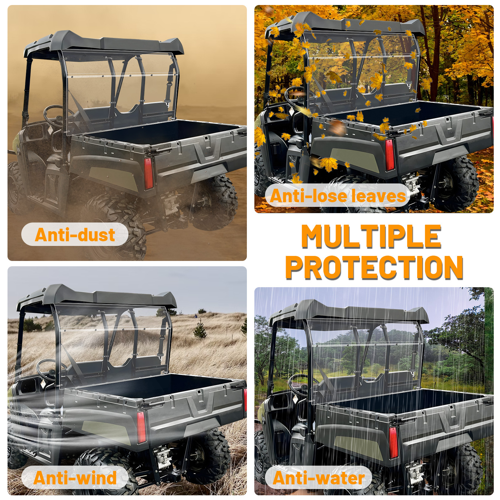 For Polaris Ranger Mid-Size (All model) 2010-2014 Rear Windshield PC Back Window