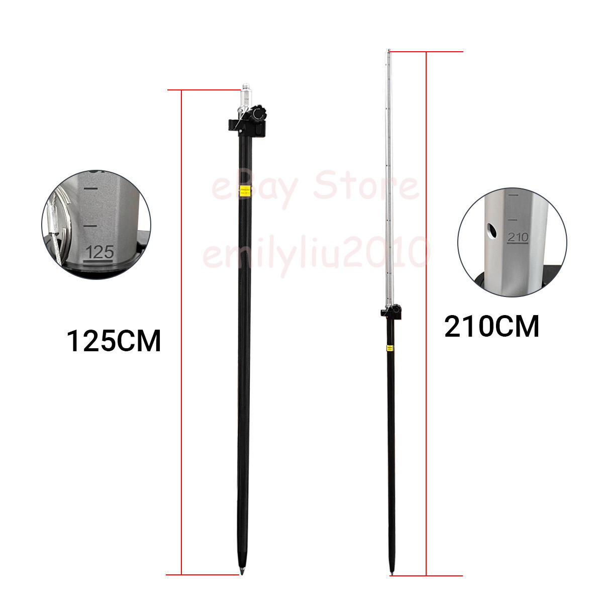 2.1M Telescopic Carbon Pole Partial Bracket With Clamping Pole For Trimble GPS