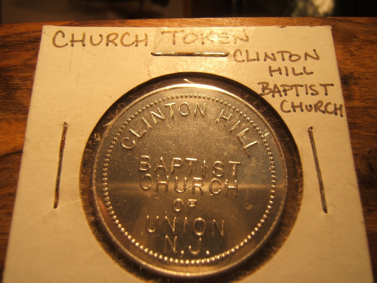 CLINTON HILL BABTIST CHURCH OF UNION NEW JERSEY Token GOOD FOR SUNDAY SERVICE