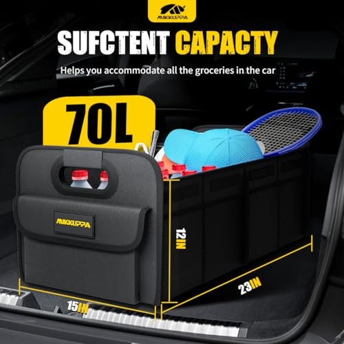 Car Trunk Organizer - 70L Collapsible Trunk Organizer with Medium Black