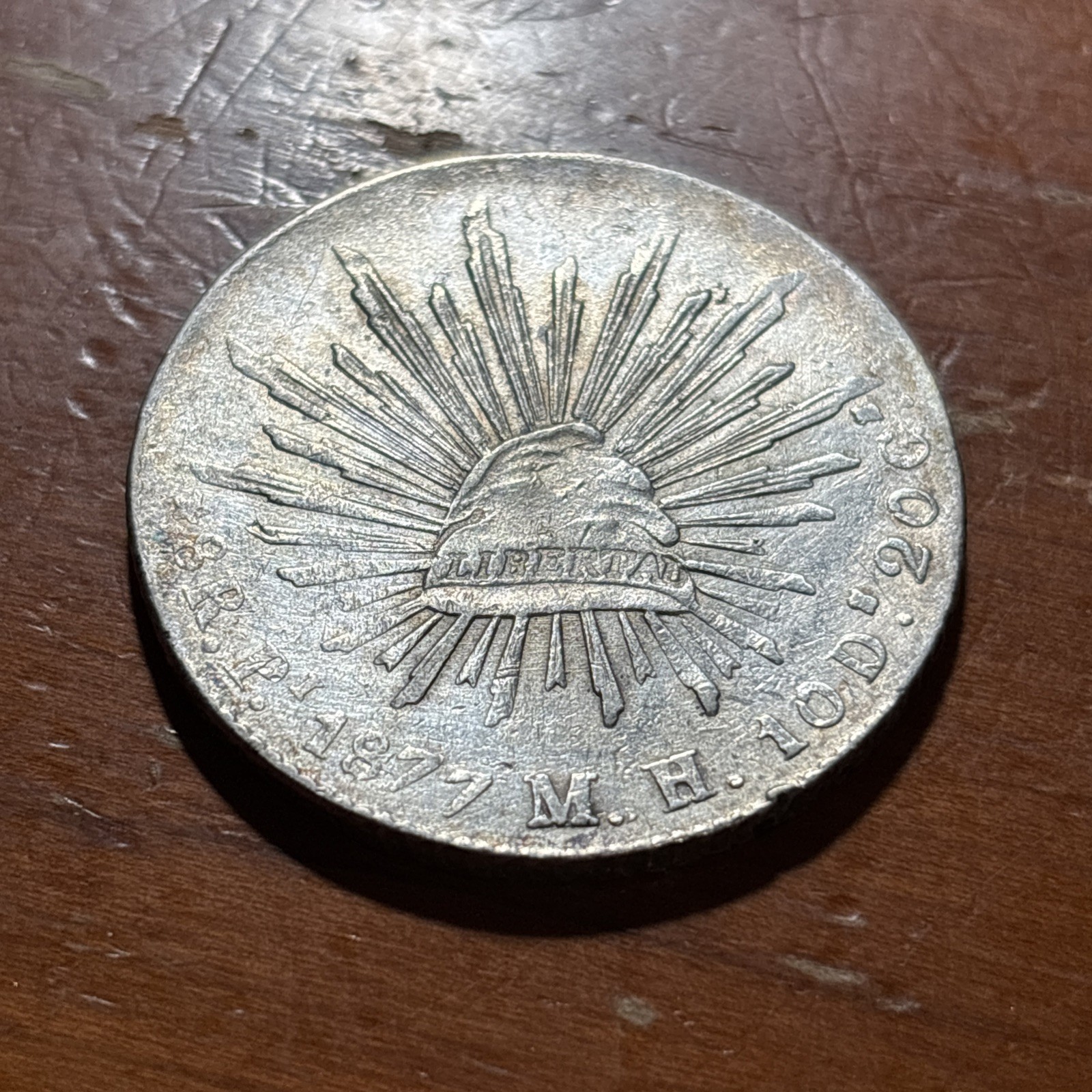 1877 PI MH Mexico Silver 8 Reales -Circulated - San Luis Potosi Mint