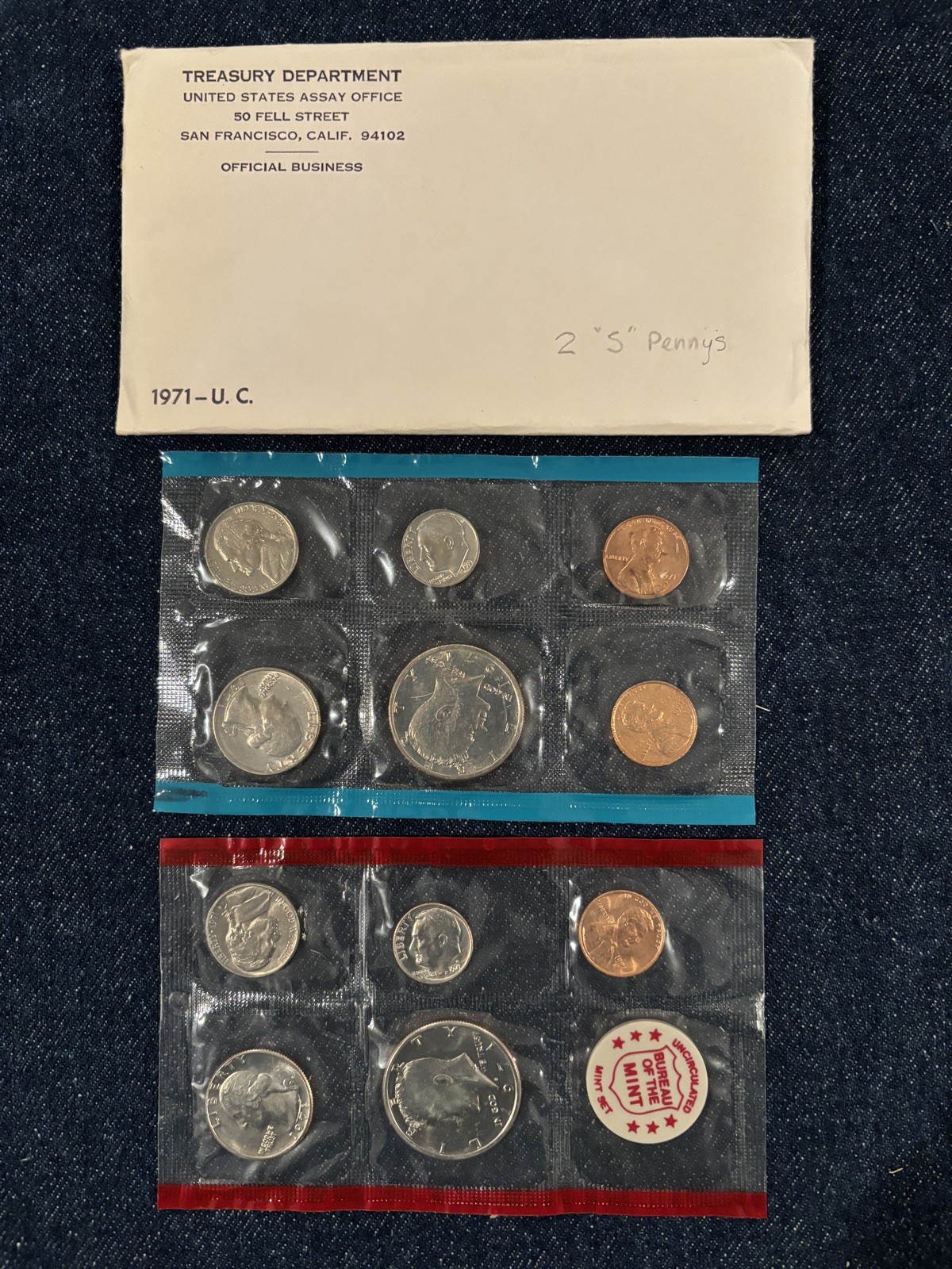 1971  Mint Set - Rare Packaging Error with two S Pennys and no P Penny